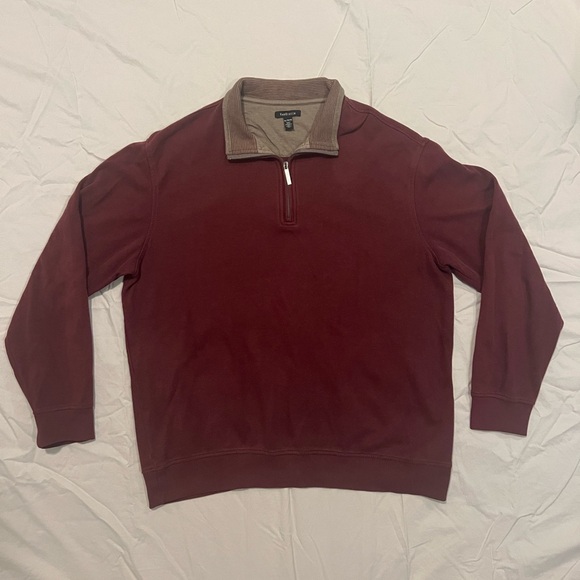 Van Heusen Quarter Zip Sweater Maroon Burgundy Men’s XL - Picture 1 of 7